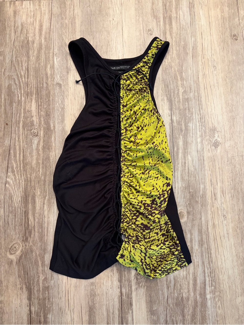 Urban Outfitters Black and Yellow Ruched Side Tank Dress